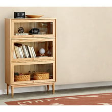 Baros 3 Shelf Oak Wood Display Cabinet
